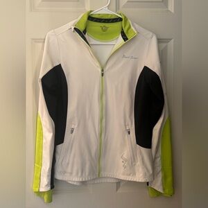 Pearl Izumi Elite Women’s Soft Shell Cycling Jacket, White/Green, Small